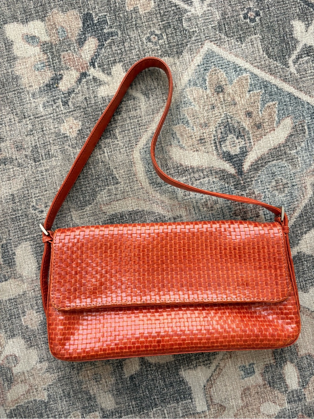 Women’s Woven Leather Shoulder Market Rectangle Bag 90s Y2k
